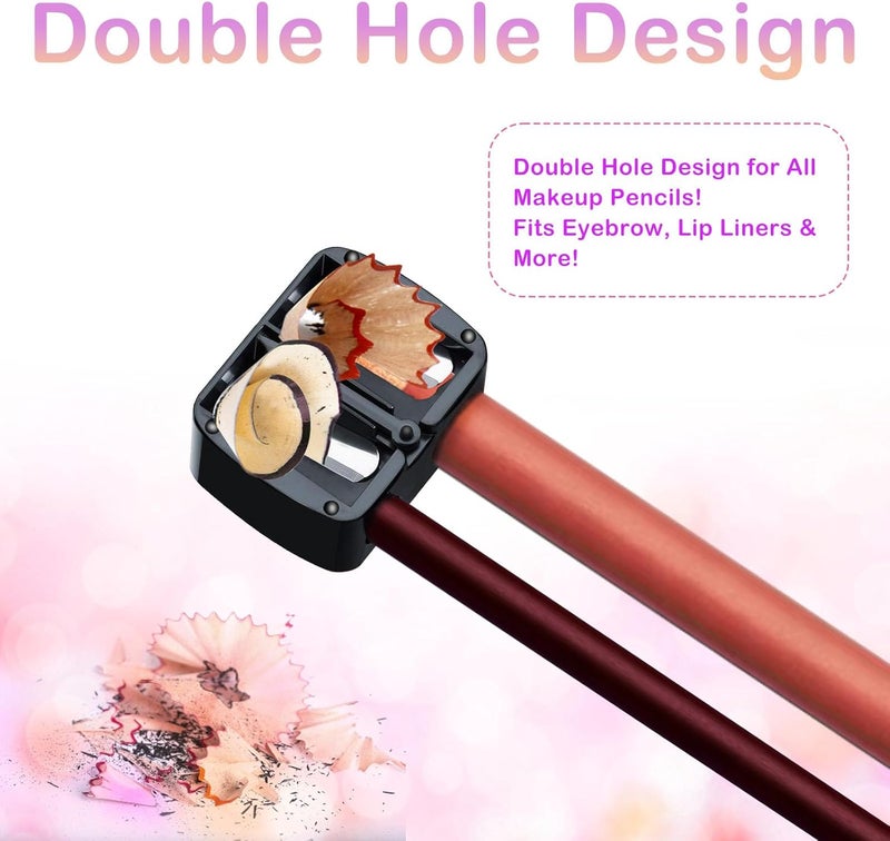 CUTEABC Makeup Pencil Sharpener, 4 Pack Dual Hole Cosmetic Pencil Sharpener for Lip Liner Eyeliner and Brow Pencils, Cosmetic Manual Tools for Women and Makeup Artists,Stainless Steel Blades and Plastic Cover - Image 4